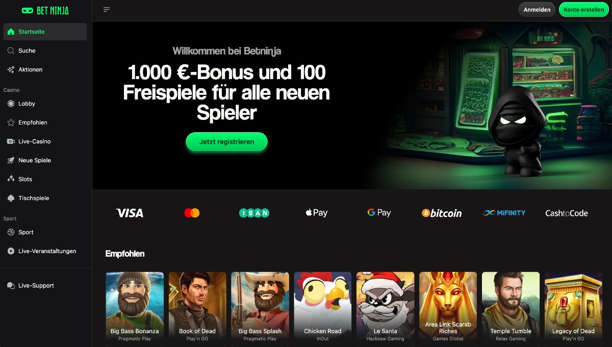 Wer Wert auf modernes Banking legt, findet in Betninja eines der flexibelsten Casinos ohne OASIS, das sowohl Krypto-Zahlungen als auch Mobile-Payment-Optionen für ein reibungsloses Spielerlebnis bietet.
